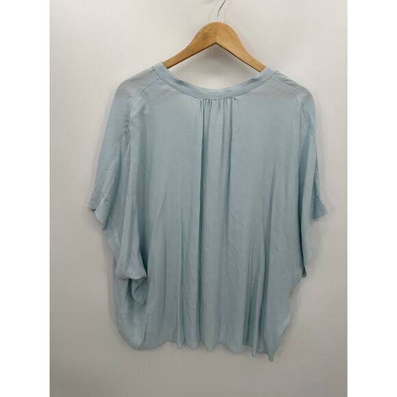 Point Sur J.Crew Drapey Popover Shirt Women 3X Baby Blue Blouse NWT - Picture 2 of 7